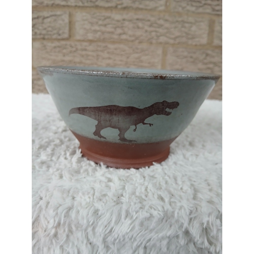 Keith Hershberger Ceramics Handmade Wheel Thrown T-Rex Dinosaur Clay Bowl